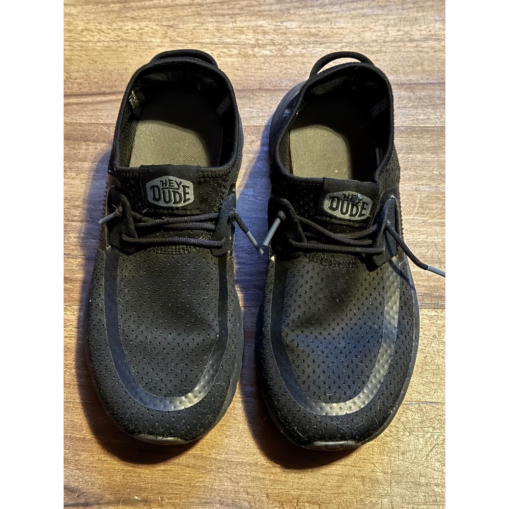 Hey Dude Sirocco Mens Black Light Laceup Athletic Slip On Sneakers Size 7